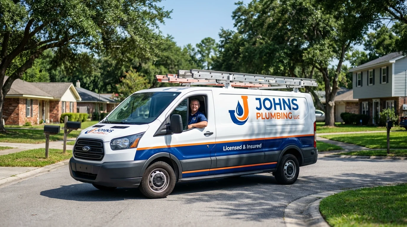 Johns Plumbing LLC service van in Dearborn Heights, MI