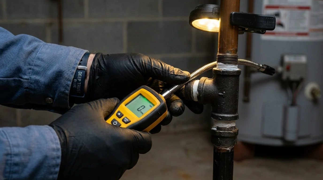 Gas leak detection with electronic sniffer by Johns Plumbing LLC in Dearborn Heights