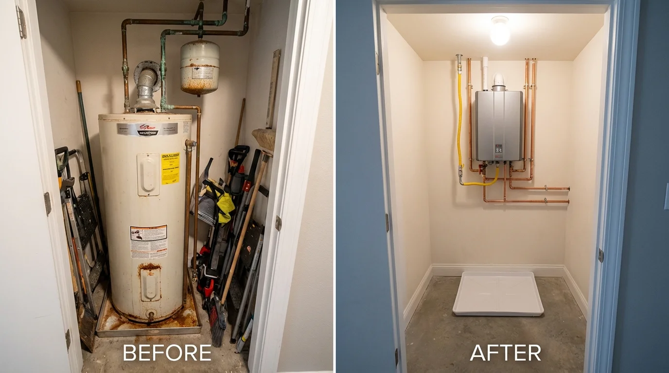 Tank water heater versus wall-mounted tankless unit comparison for Dearborn Heights, MI homeowners